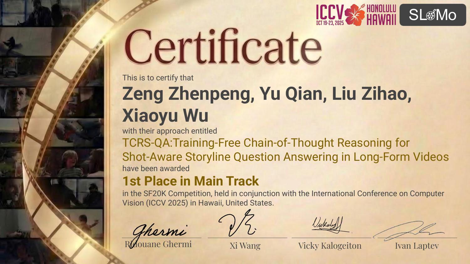 SF20K Competition · 1st Place in Main Track (ICCV 2025)